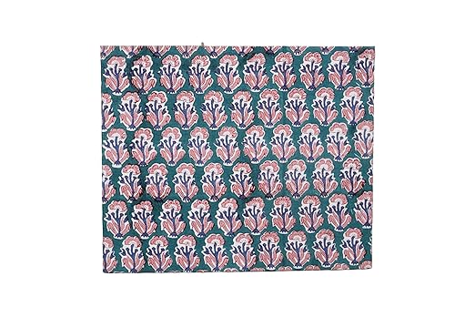 3.3 Gallon Cotton Hand Block Printed Paper Waste Basket |Small Decorative Trash Can for Housewarming Gifts in Living Room Bedroom Bathroom | Eco-Friendly Plastic-Free (1 Green Blue RED Tree)