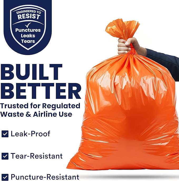 Plasticplace 42 Gallon Trash Bags |3.0 Mil | Orange Heavy Duty Contractor Trash Bags | 33 x 48 50 Count (Pack of 1)