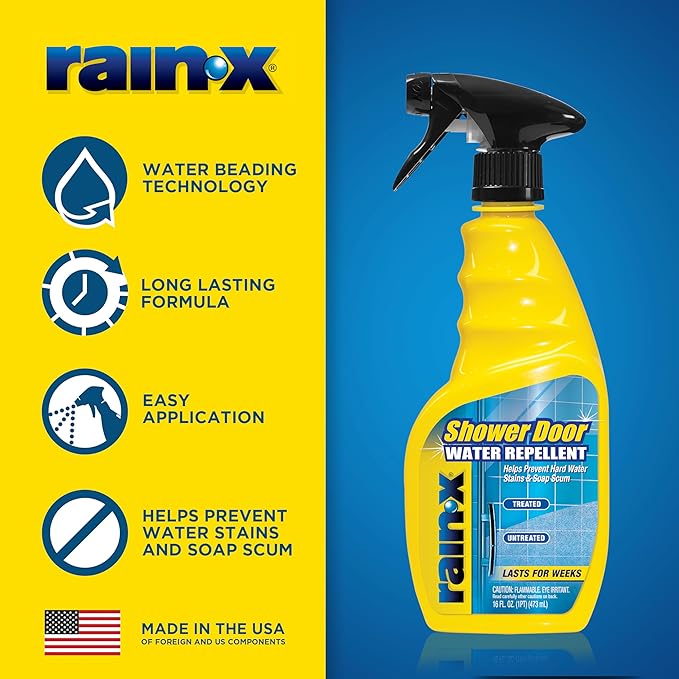 Rain-X 630542 Shower Door Water Repellent Protects Glass Shower &amp Doors From Soap Residue And Hard Water Stains Leaving Your Bathroom Beautiful (Pack of 2)