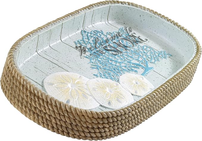 Avanti Linens - Vanity Tray Guest Bathroom Essentials Coastal Inspired Home Decor (Beachcomber Collection)