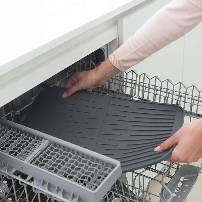 Brabantia Sinkside Silicone Dish Pot Drying Mat (Dark Gray) Soft Non-Slip Kitchen Counter Sink Top Drainer for Dishwashing