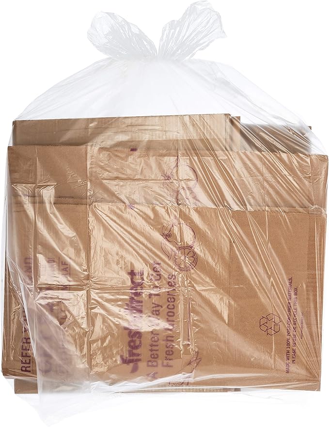 Veska 65 Gallon Clear Trash Bags (50 Bags w/Ties) Clear Recycling Plastic Garbage Bags. 60 Gallon 64 Gallon 65 Gallon Trash Bags