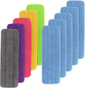 Replacement Mop Pads Fit for Rubbermaid Commercial 18 and 17 Mop - 10 Pack Wet &amp Dry Commercial Cleaning Reusable Refills Fit for Any Microfiber Flat System 18 and 17 (Colourful)