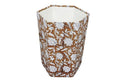 3.3 Gallon Cotton Hand Block Printed Paper Waste Basket |Small Decorative Trash Can for Housewarming Gifts in Living Room Bedroom Bathroom | Eco-Friendly Plastic-Free (1 Brown White FLOWAR)