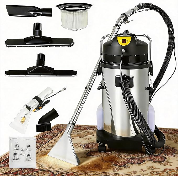 40L/11Gal Commercial Carpet Cleaner MachineMultifunctional Carpet ExtractorCommercial Carpet Cleaning Machine w/Powerful Vacuum SuctionIPX4 waterproof grade(Shipped in 2 Parcel)