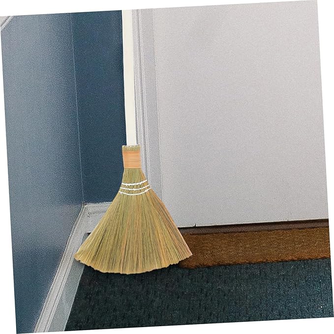 2pcs Handmade Soft Straw Broom Set with Detachable Handle Indoor Dust Removal Gentle Floors for Hardwood Tile Surfaces