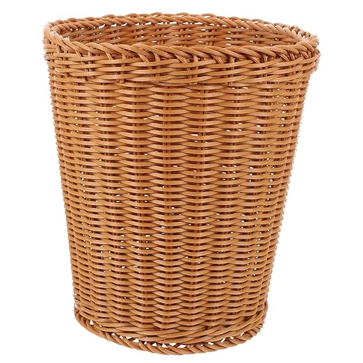 Elegant Woven Storage Container Plastic Sundries Basket Multi-Function Woven Trash Basket for Home Decor