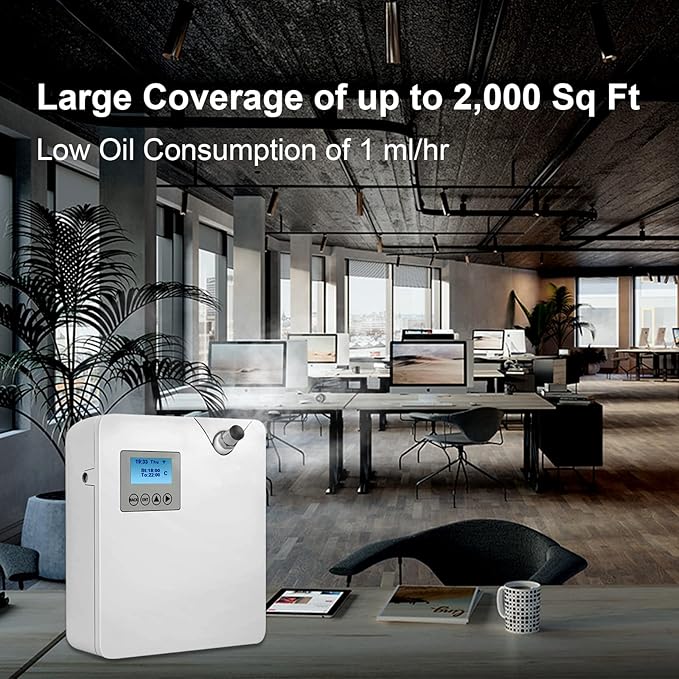 Scent Air Machine for Home Smart Professional Waterless Aromatherapy Essential Oil Diffuser 300ml HVAC Diffuser for Essential Oils for Large Room Office Spa Business White