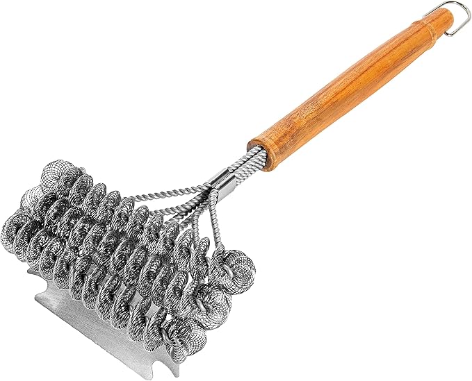 BBQ-AID Grill Brush for Outdoor Grill Bristle Free - 18 BBQ Brush for Grill Cleaning Kit - Safe BBQ Grill Cleaner Brush and Scraper - Stainless Grill Cleaning Brush for Any Grill Grill Accessories