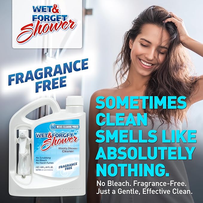 Wet &amp Forget Shower Cleaner Spray Fragrance-Free Weekly Bathroom Cleaner No Scrubbing Needed Bleach-Free Multi-Surface Bathroom Spray Cleaning Supplies Essential. 64 fl oz
