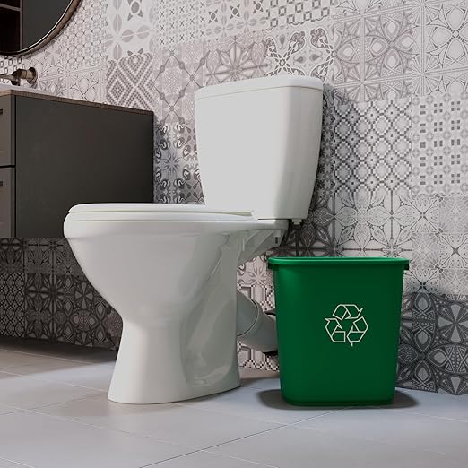 28 Qt. / 7 Gallon Green Rectangular Recycling Wastebasket Trash Can | 6 Pack