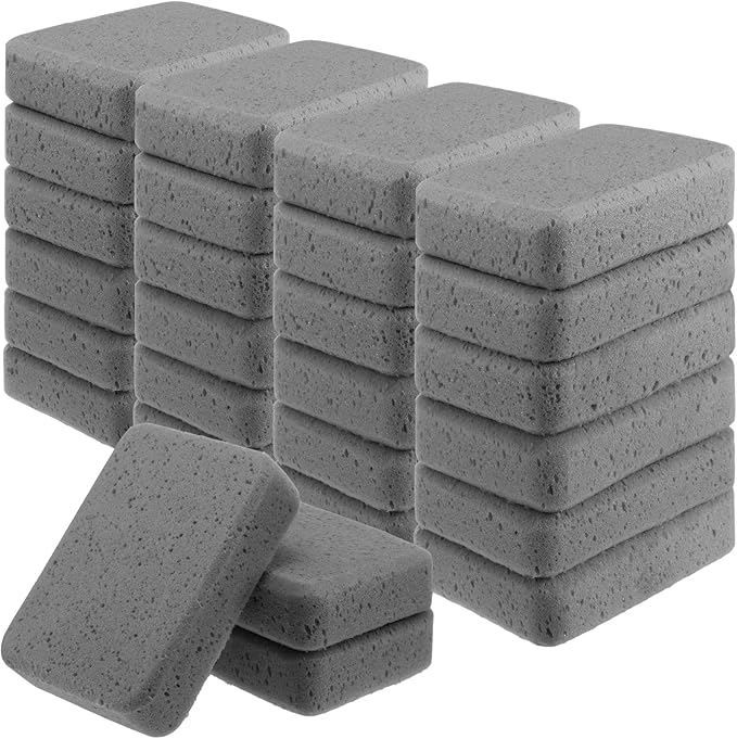 Tioncy 24 Pcs Large Car Wash Sponges Bulk 7.5 x 5.5 x 1.9 Inch Grouting Foam Cleaning and Washing Sponge Commercial Foam Large All Purpose for Kitchen Bathroom Household (Grey)