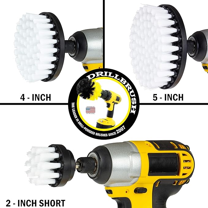 Car Accessories - Drill Brush Attachment for Washing Wheels Mats Detailing - Carpet and Upholstery Cleaner - Boat and Kayak Hull Accessories - Glass and Fiberglass Cleaner