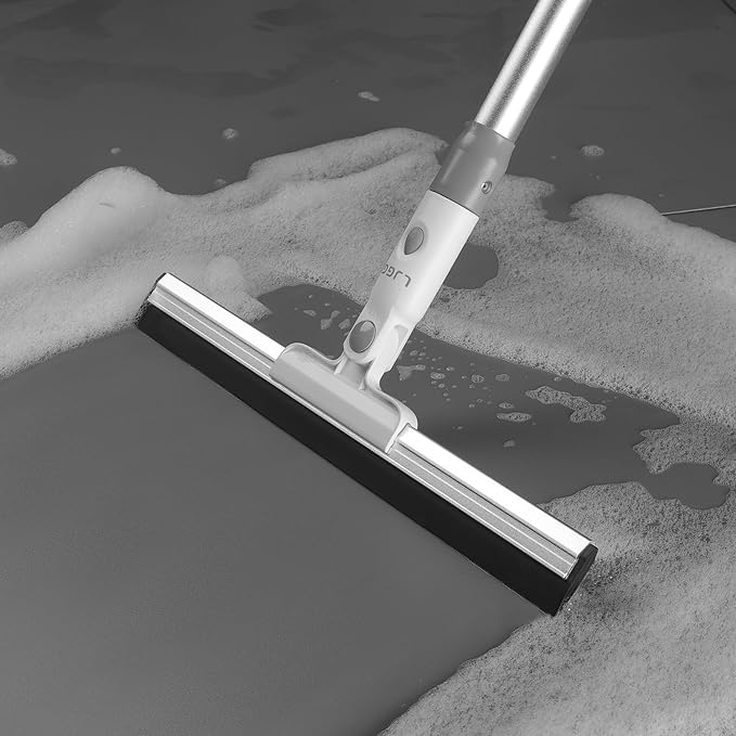 LGJJ Floor Spatula Broom 17 Rubber Spatula with 51 Aluminum Rod for Bathroom Tile Garage Concrete Deck Shower Glass Window Cleaner Spatula Broom for Home Flooring