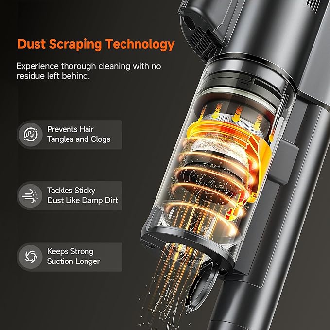 uwant V500 Cordless Vacuum Cleaner with Auto Empty&ampAuto Dust Scrap System 7-Layer HEPA Filtration Anti-Tangle Brush Stick Vacuum for Pet Hair Hard Floors CarpetGrey