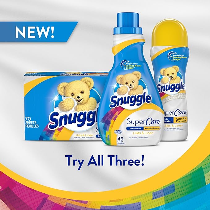 Snuggle SuperCare in-Wash Scent Booster Lilies and Linen Fade Protection and Color Run Protection 9 Ounce 4 Count