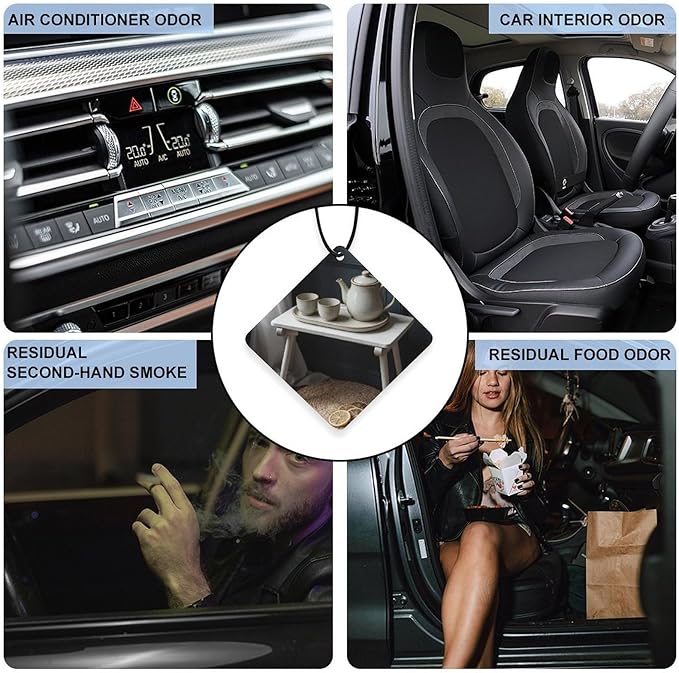 5PCS Car Air Freshener Hanging Personalized Double Sided Tea Set Lemons Car Fresheners Long Lasting New Cars Scents Cute Automotive Freshies for Closets Drawers (tea)