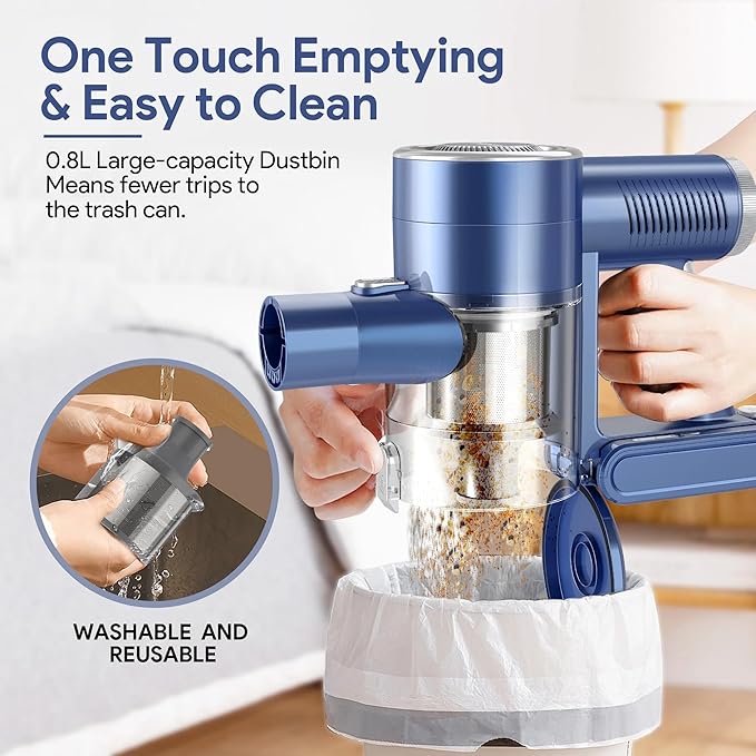 Cordless Vacuum Cleaner 35 Kpa Powerful Suction Lightweight Stick Vacuum CleanerGreen LED Lights Reveal Invisible Dust Detachable Battery 6 In 1 Handheld Vacuum For Home Hard Floor Carpet Pet Hair