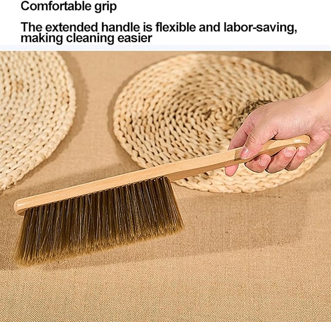 Hand Broom 2 Pcs Wood Drafting Brush Bristles are Neat and Dense Bench Brush Extended Handle for Comfortable Grip