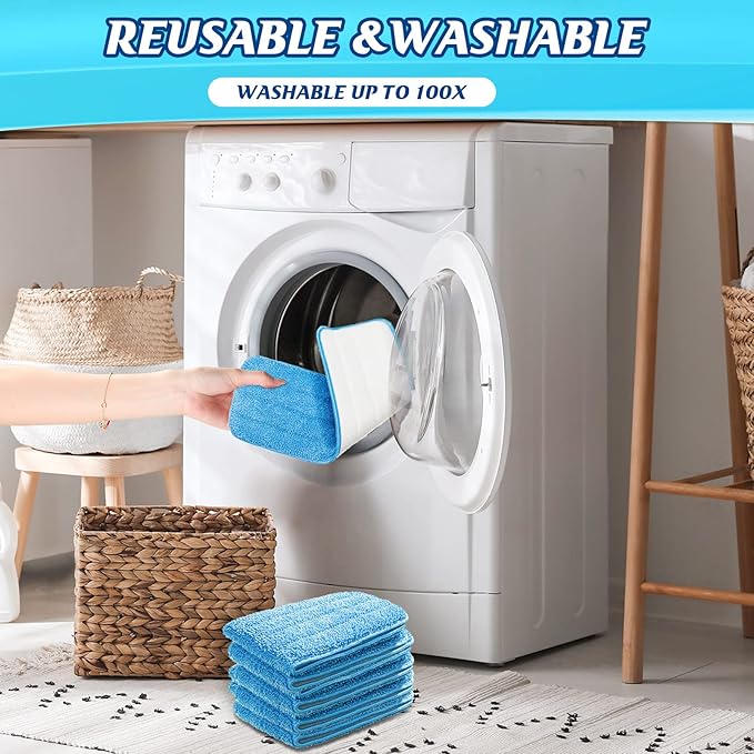 48 Pcs Microfiber Mop Pads Machine Washable Cleaning Flat Mop Head Replacement Reusable Household Pads for Hardwood and Hard Surface Floor Cleaning and Scrubbing