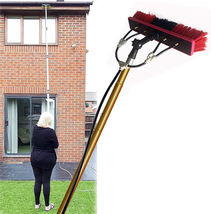 Glass Cleaning Brush Household Water Supply Telescopic Pole Kit Solar Panel Rotating Brush Solar Photovoltaic Panels12ft - 30ft Window Cleaning Pole Water Fed Pole Kit Telescopic