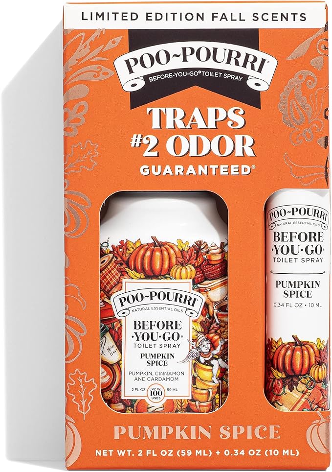 Poo-Pourri Toilet Spray 2 Oz &amp 10 ml Pumpkin Spice 2 Count