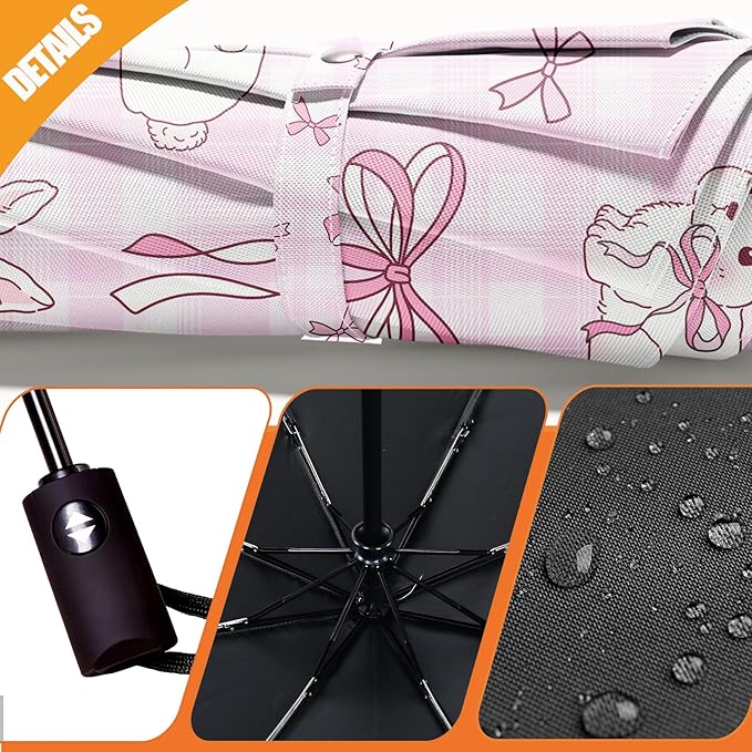 Small Compact Travel Automatic Folding Umbrella for Women Portable Lightweight Rain Wind UV Sun Shade
