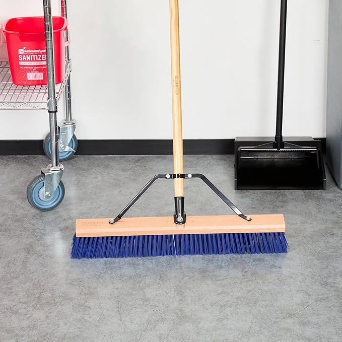 Restaurantware-BROOM HEAD ONLY: Clean Tek Professional 24-Inch Broom Head 1 Heavy-Duty Push Cleaning Tool - Handle And Brace Sold Separately Heavy Plastic Bristles Wooden Commercial Use