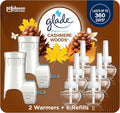 Glade PlugIns Air Freshener Starter Kit Scented and Essential Oils for Home and Bathroom Cashmere Woods 4.02 Fl Oz 2 Warmers and 6 Refills