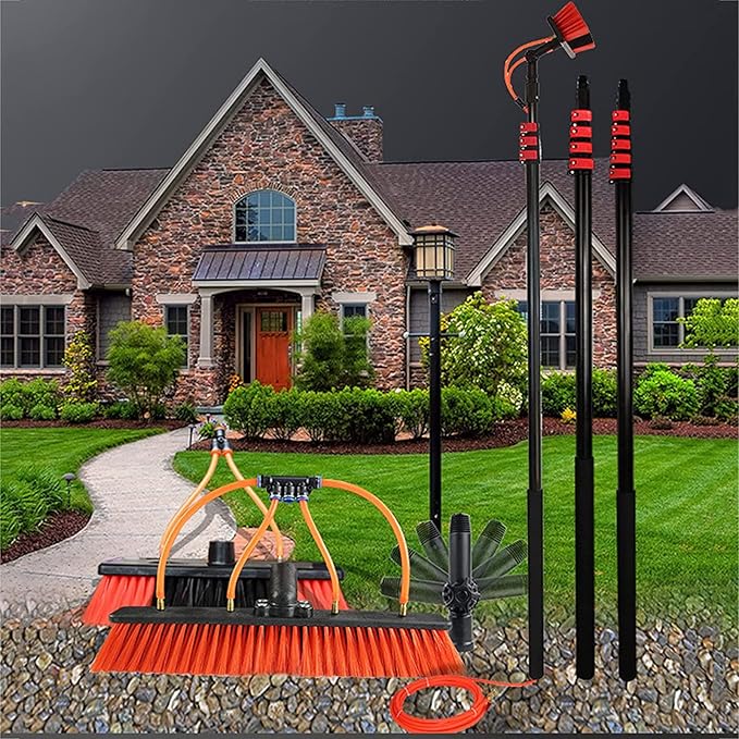 Multi Purpose Water Spray Brus Telescopic Rod Cleaning Brush Water Fed Telescopic Brush Window Cleaning Brush Equipment High-Altitude Cleaning Window Cleaning Brush