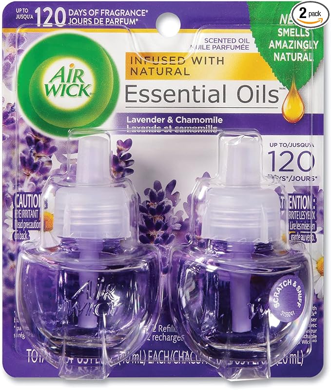 Air Wick Scented Oil Air Freshener Lavender and Chamomile Twin Refills 0.67 Ounce (Pack of 3)