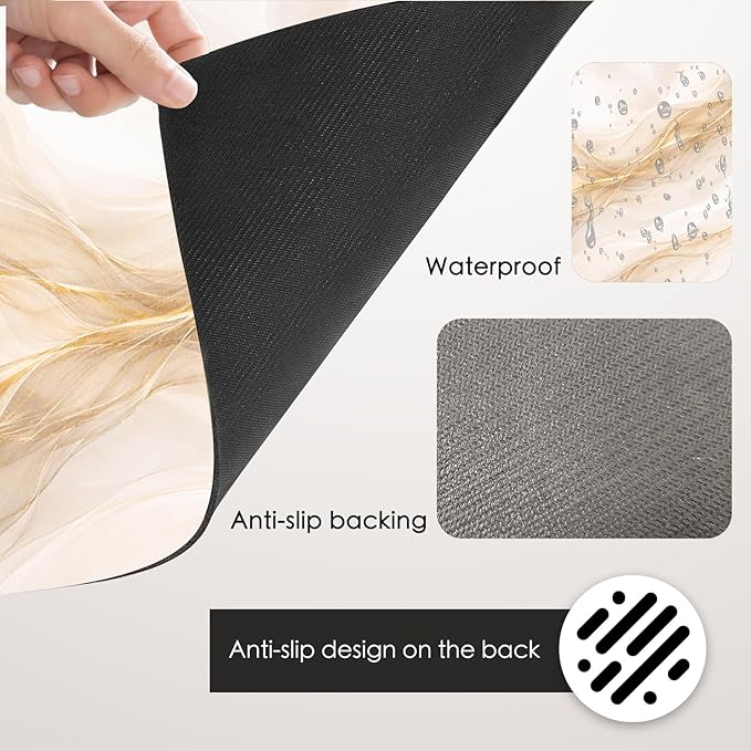 Nuxovilar Coffee Bar Mat Dish Drying Pad Natural Rubber Canvas 16.92 x 31.1 Coffee Accessories Countertop Use (YMi08442)