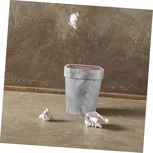 Rustic Wood-Style Trash Can Large Square Wastebasket Gray for Home Office Bedroom Kitchen Smooth Surface Container