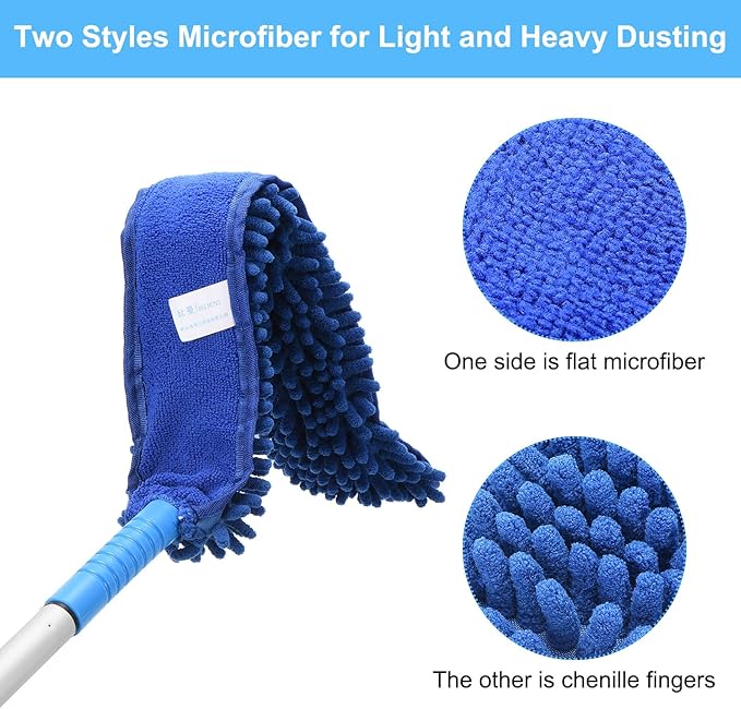 PATIKIL Ceiling Fan Cleaner Duster 12.9 to 59 2 in 1 Microfiber Duster Extendable Handle Fan Blade Cleaning Tool Removable Washable for Furniture Blind Gray