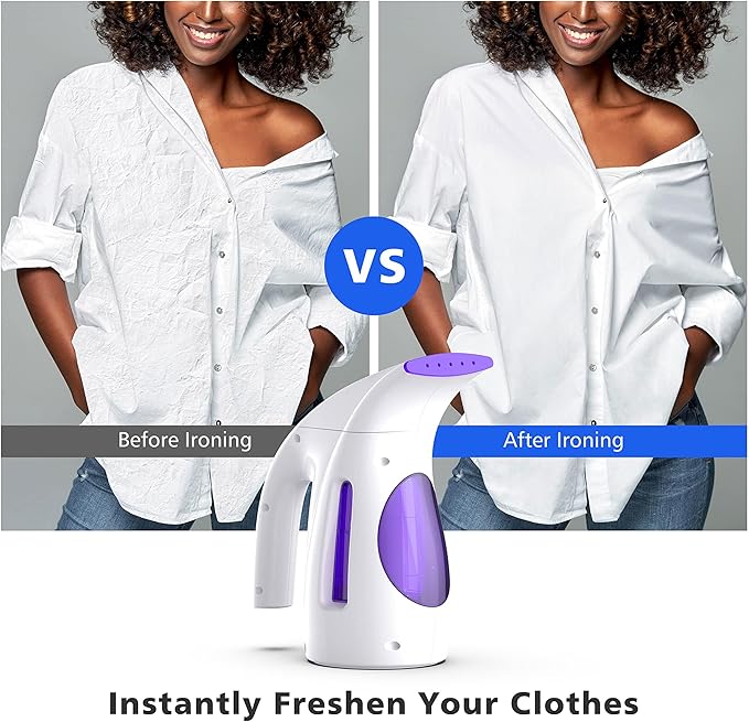 HiLIFE Steamer for Clothes Portable Handheld Design 240ml Big Capacity 700W Strong Penetrating Steam Removes Wrinkle for Home Office and Travel(ONLY FOR 120V) (Purple)