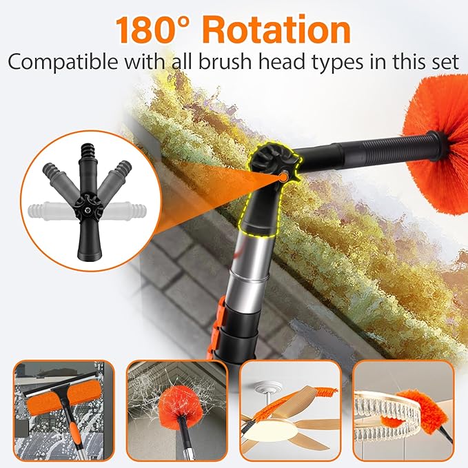 26FT High Reach Duster Cleaning Kit with 5-20 FT Extension PoleHigh Ceiling Dusting and Window Cleaning Kit with Microfiber Feather DusterCobweb DusterCeiling Fan DusterWindow Squeegee Cleaner