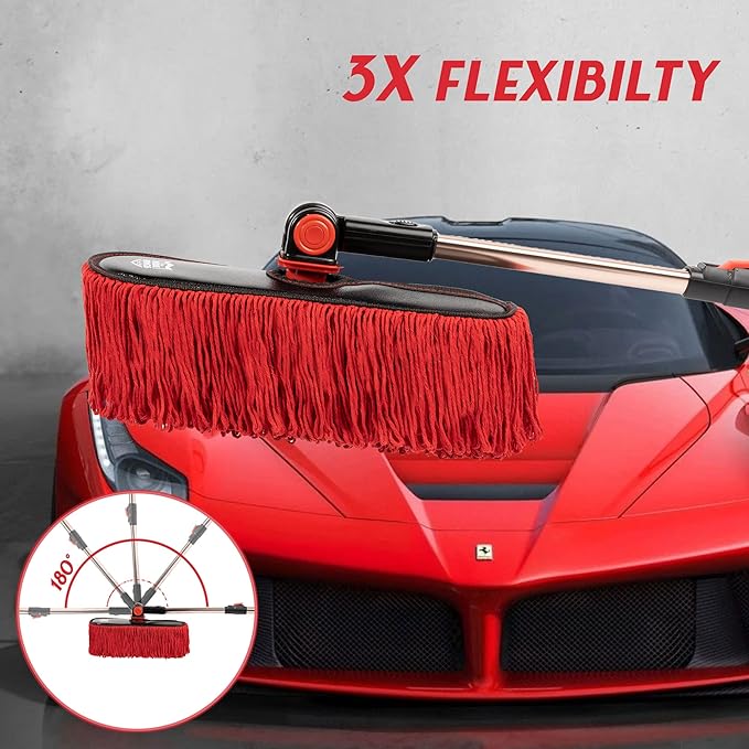 Car Duster Exterior Scratch FreeSoft Car Brush Kit for TruckSUVRV and MotorcycleWax Cotton HairDusters with Extendable HandleDuster for CleaningDust Pollen RemovingNo Lint