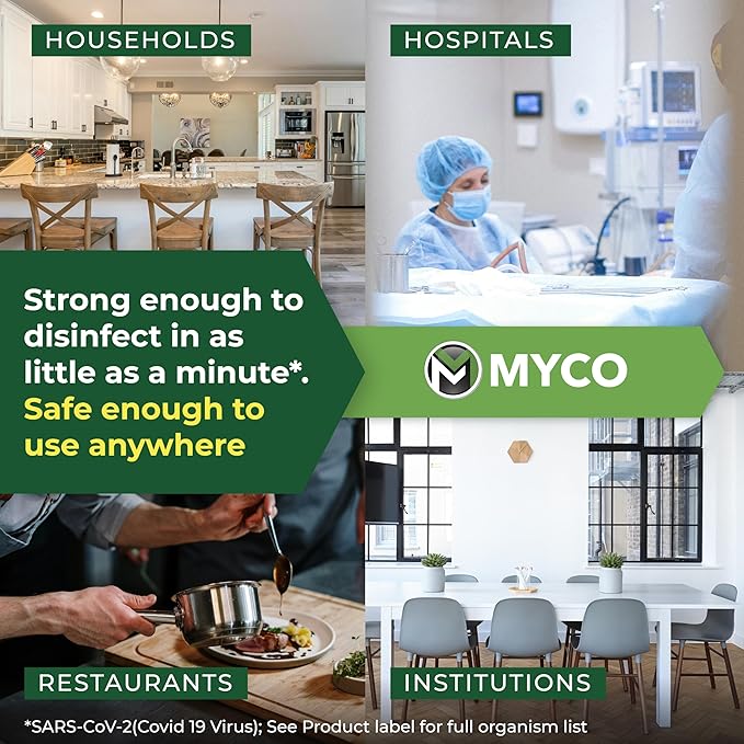 Myco Mold Control Concentrate – EPA-Registered Hospital Grade Disinfectant &amp Cleaner Quat Formula for Mold Remediation &amp Bacteria Control Commercial &amp Residential Use 1 Gallon