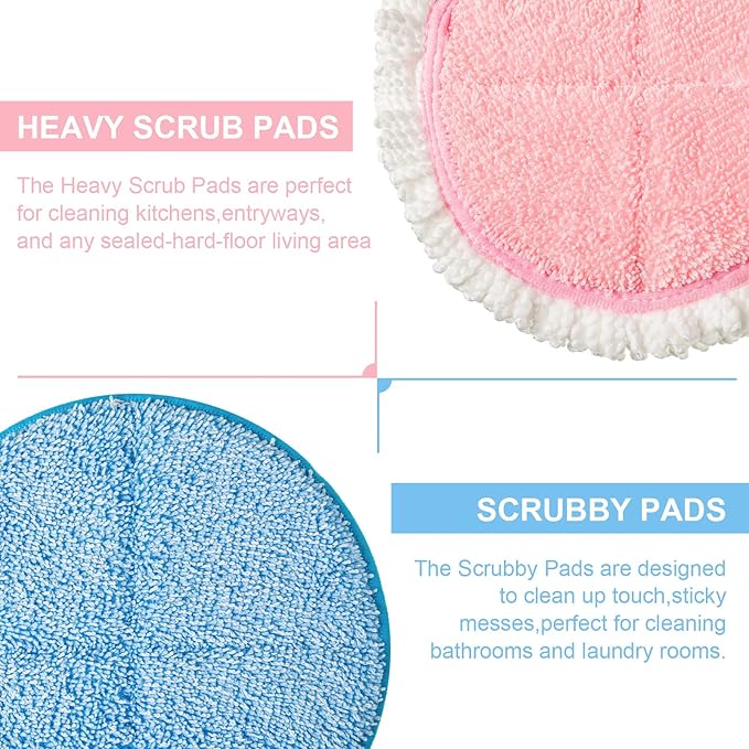 Irenare 20 Pack Electric Mop Pads Spin Replacement 7.28 Inch Round Mop Pads for Floor Cleaning Reusable Washable Electric Spin Replacement Supplies for Kitchen Floor Cleaning(Classic Color)