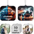 50PCS Custom Logo Bulk Car Air Fresheners Wholesale Custom Double-Sided Car Air Fresheners with Photo Text Logo Suitable for Truck and Car Drivers as Well as Business Logos (50 Square)