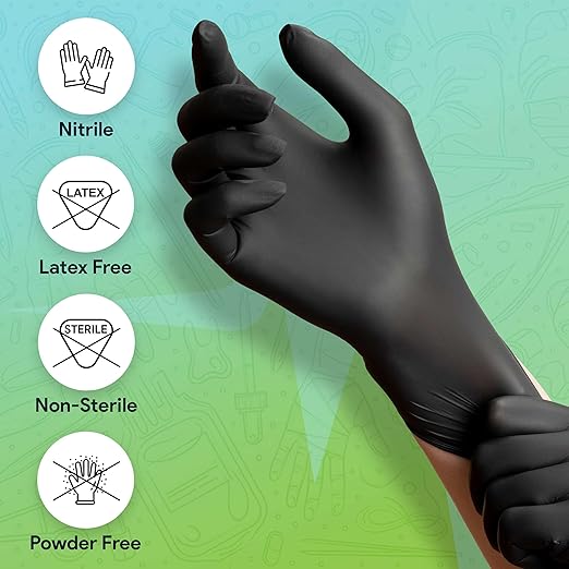Black X Large Nitrile Gloves Case of 1000 - Medical Grade - Latex-Free Powder-Free - Disposable Nitrile Gloves - Medical Exam Lab and Industrial Use