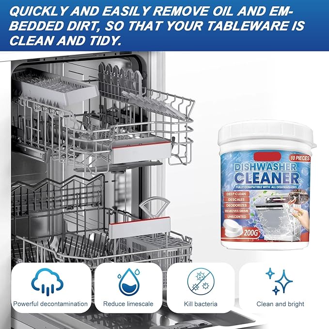 Dishwasher Cleaning Tablets With Lemon Scent - Remove Grease Odor &amp Limescale Suitable For All Dishwashers(3PCS)