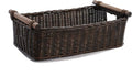 The Basket Lady Low Pole Handle Wicker Storage Basket Medium 17 in L x 10.5 in W x 5.5 in H Antique Walnut Brown