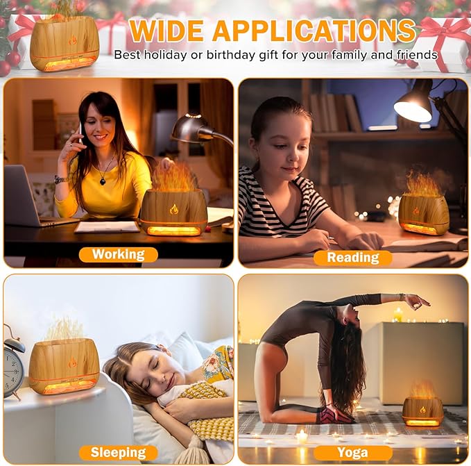 3-in-1 Ultrasonic Essential Oil Diffuser &amp Himalayan Salt Lamp Diffuser &amp 7 Colors Changing Oil Diffuser100% Pure Himalayan Pink Salt Rock Waterless Auto off-200ml (Wooden Grain)