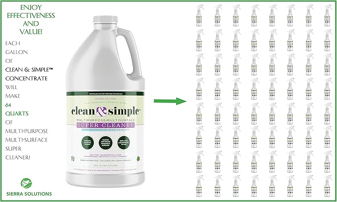 clean &amp simple™ SUPER CLEANER - Concentrated All-Purpose Multi-Surface Cleaner Non-Toxic Biodegradable