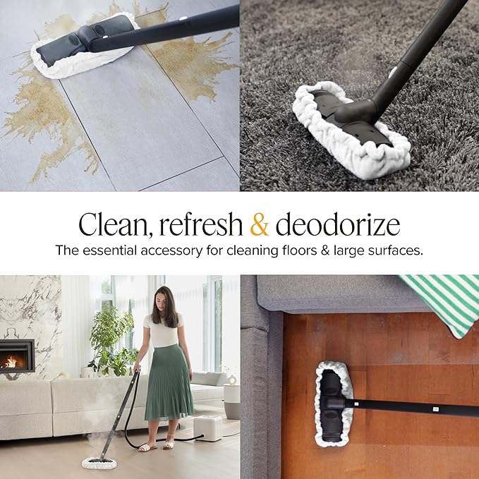 Dupray Large Rectangle Bonnets – Reusable Microfiber Steam Cleaner Pads Heavy-Duty Steam Mop Accessories for Deep Cleaning Floors Tiles Grout Walls Kitchen Surfaces – Pack of 5