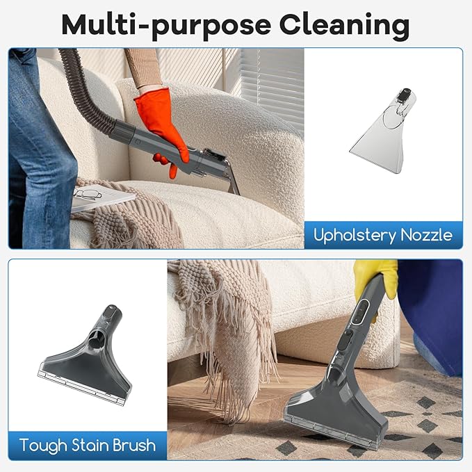 COSTWAY Upholstery Cleaner Machine Portable Spot Cleaner with 15Kpa Powerful Suction 600W Cleaning Machine with Versatile Attachments for Couch Stairs Carpet Pet Messes