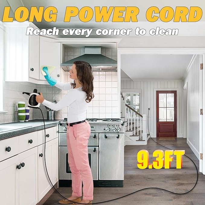 Pressurized Handheld Steam Cleaner for Home with 12 pcs Accessories Multi-Surface Natural Steamer for Effective Cleaning Fast Heating for Cleaning Home Furniture Car Grout Window