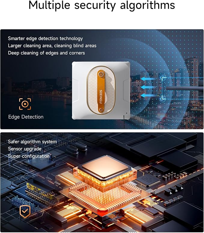 Window Cleaning Robot Window Cleaner Robot with Dual Water Spray 6000Pa Suction Power Automatic Cleaning with Intelligent Path Planning Perfect for High-Rise Windows and Glass Doors