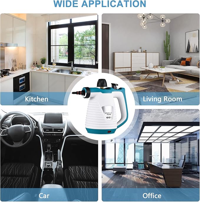 Handheld Steam Cleaner 1050W High Temperature Pressurized Steam Cleaning Tool with 9PCS Accessory Portable Multifunction Steamer for Kitchen Sofa Bathroom Car Window